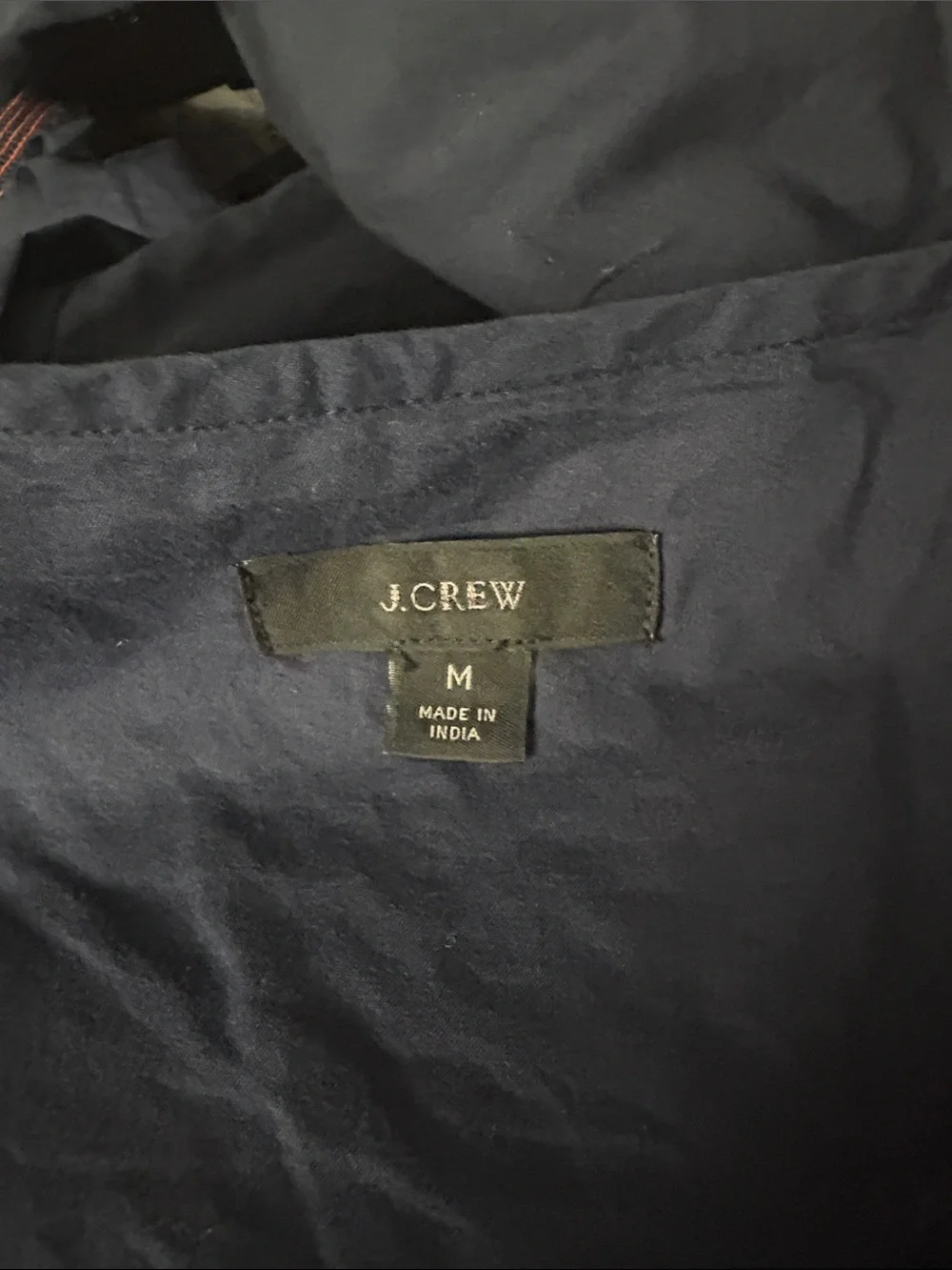 J. CREW Leda Navy Shift Dress w/ Orange Embroidered Yoke Size Medium